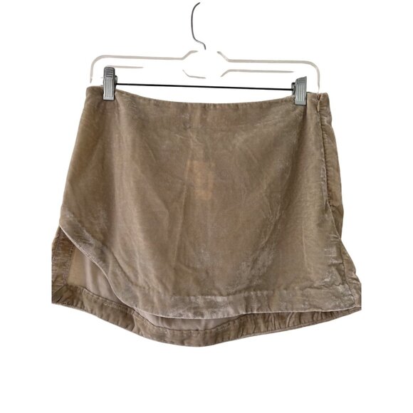 Free People Beige Velvet-Like Mini Skirt Size 6 - Picture 4 of 12